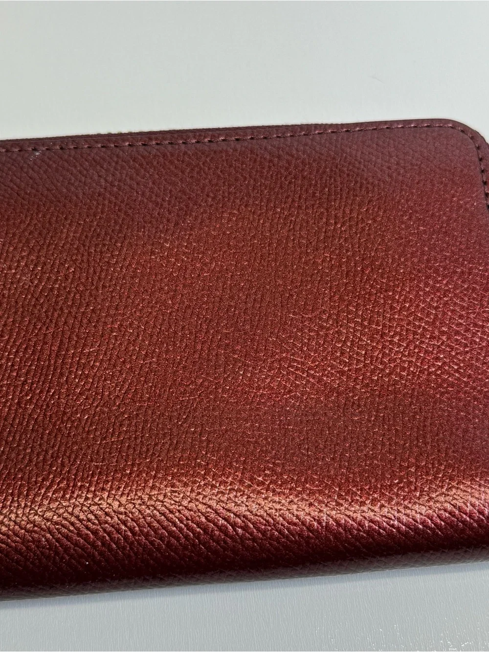 Coach Zip Wallet in Pebbled Leather Deep Red / Burgundy Gold Full Size Organizer